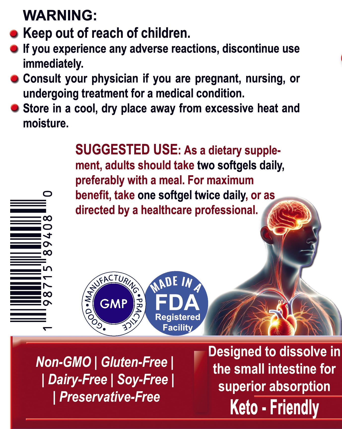 Enteric-Coated Omega-3 + CoQ10 V-Vegan Softgels™ Plant-Based · Whole Food · Vegan-Friendly · Keto-Friendly · Advanced Absorption Technology