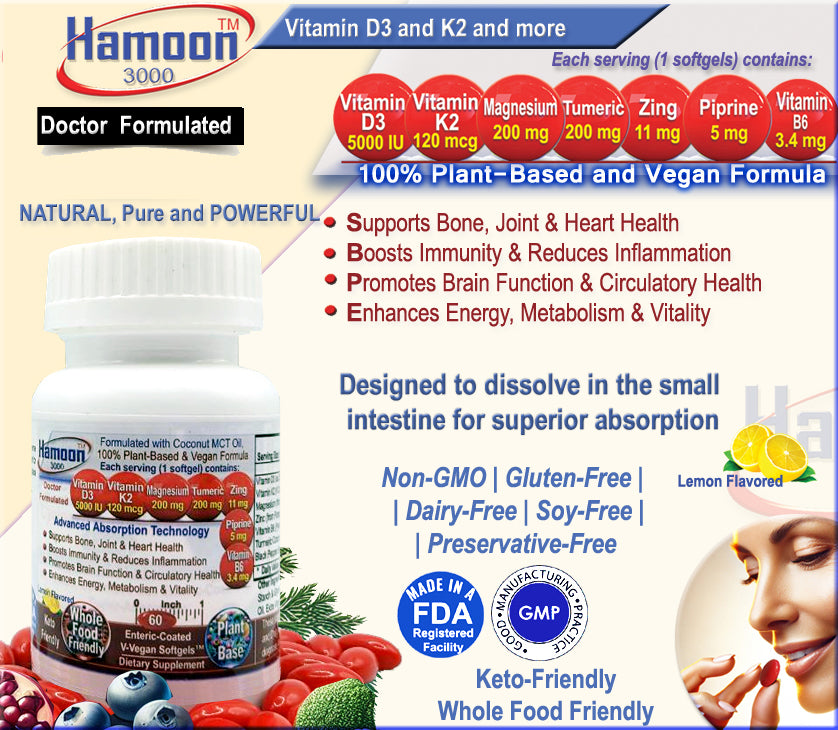 Enteric-Coated Vitamin D3 + K2 V-Vegan Softgels™ Plant-Based · Whole Food · Vegan-Friendly · Keto-Friendly · Advanced Absorption Technology